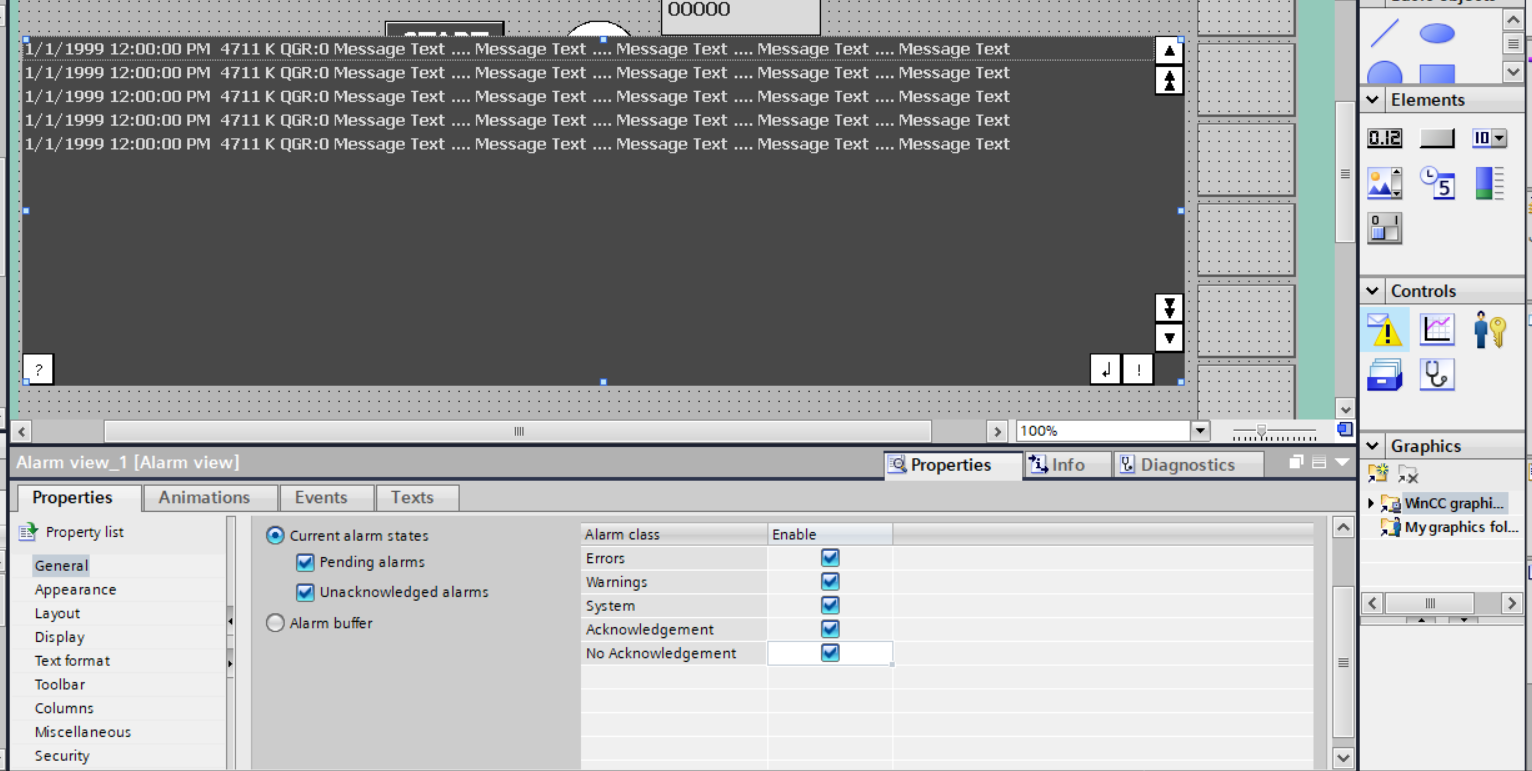 add alarm view on hmi screen